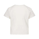 A short-sleeve crewneck t-shirt in off-white, shown from the back against a solid white background.