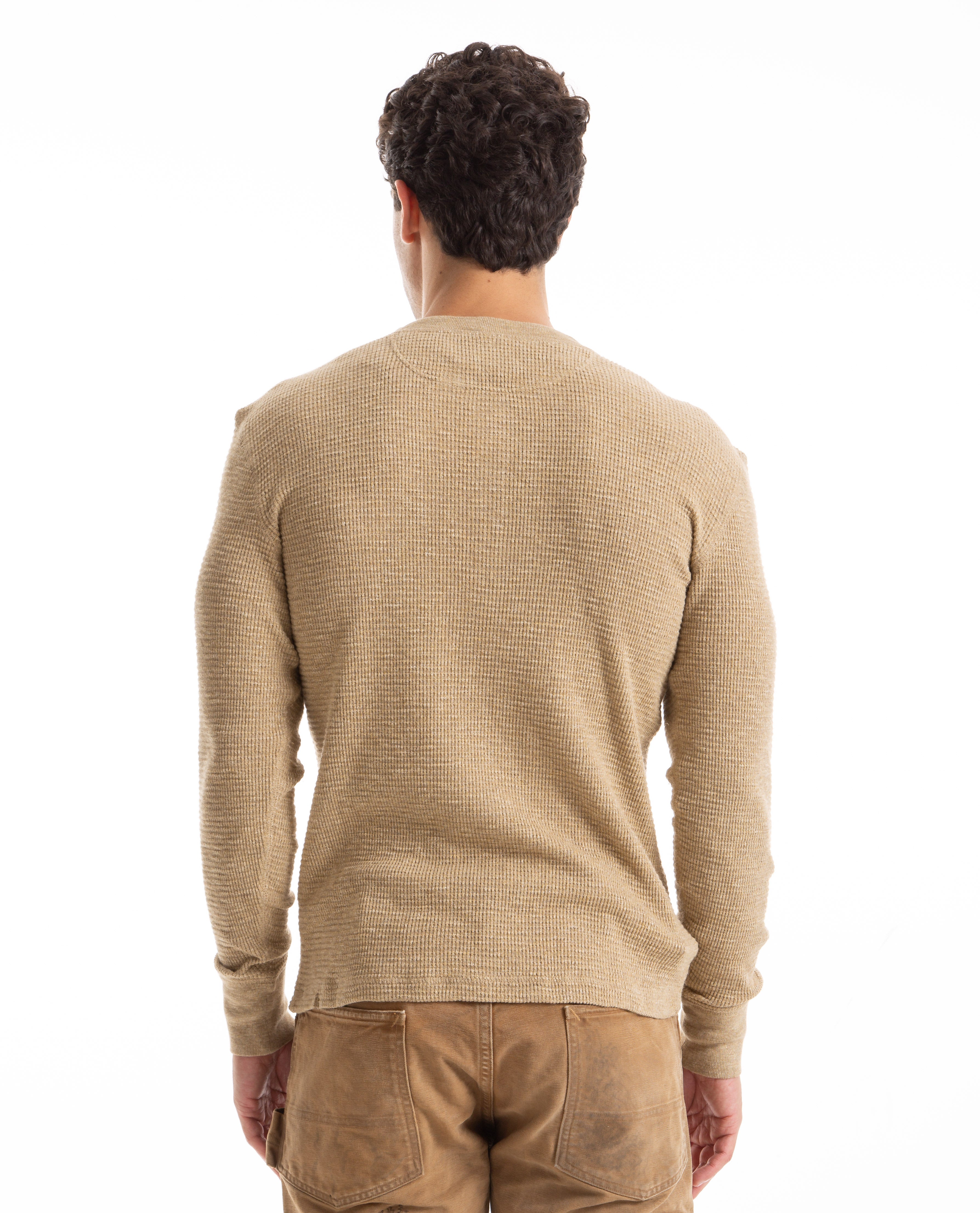 RRL Waffle Knit Henley - HEATHER