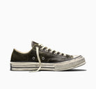 White Converse 70 low top sneaker with gray accents on a white background