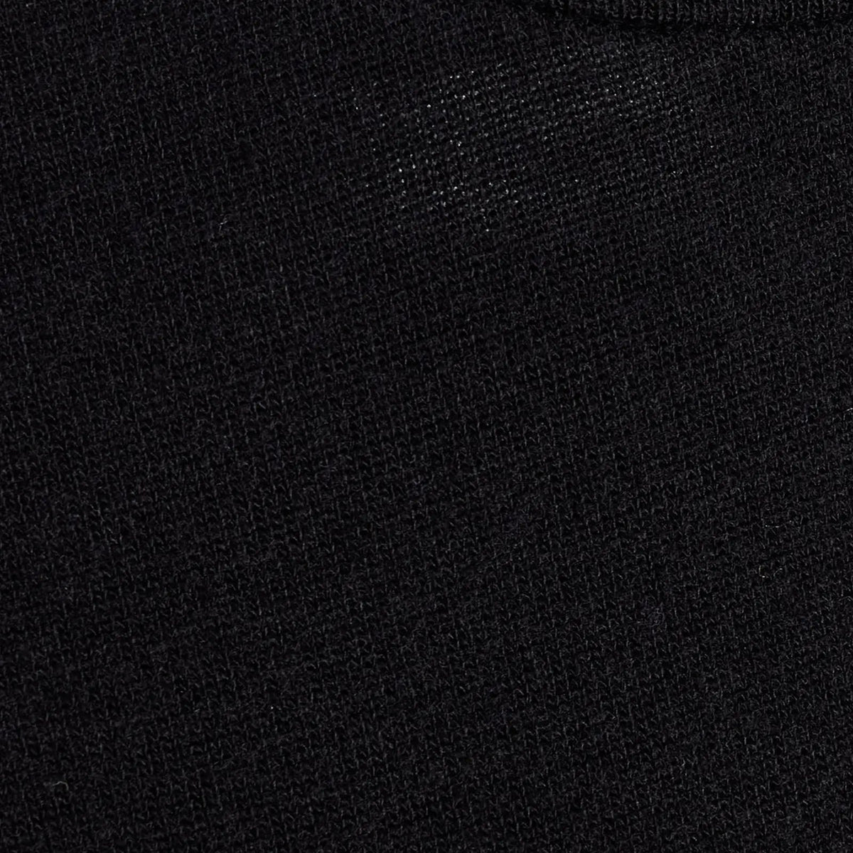 Close-up of a black knit fabric texture with a ribbed collar.