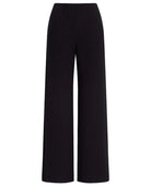 Black wide-leg cropped pants with an elastic waistband, shown against a solid white background.