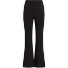 Black wide-leg cropped pants with a straight, high-waisted silhouette and flared lower legs, shown on a plain white background.