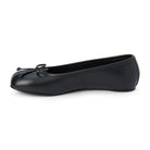 Black flat shoe with bow on a white background