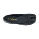 A black Matisse ballet flat shoe shown from a top-down view, featuring a signature split toe and gold script branding on the insole, set against a plain white background.