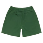 Back view of the pine Sport Short laid flat, showing the elastic waistband and a zippered back pocket.