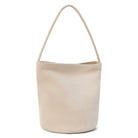 Beige handbag with a handle on a white background