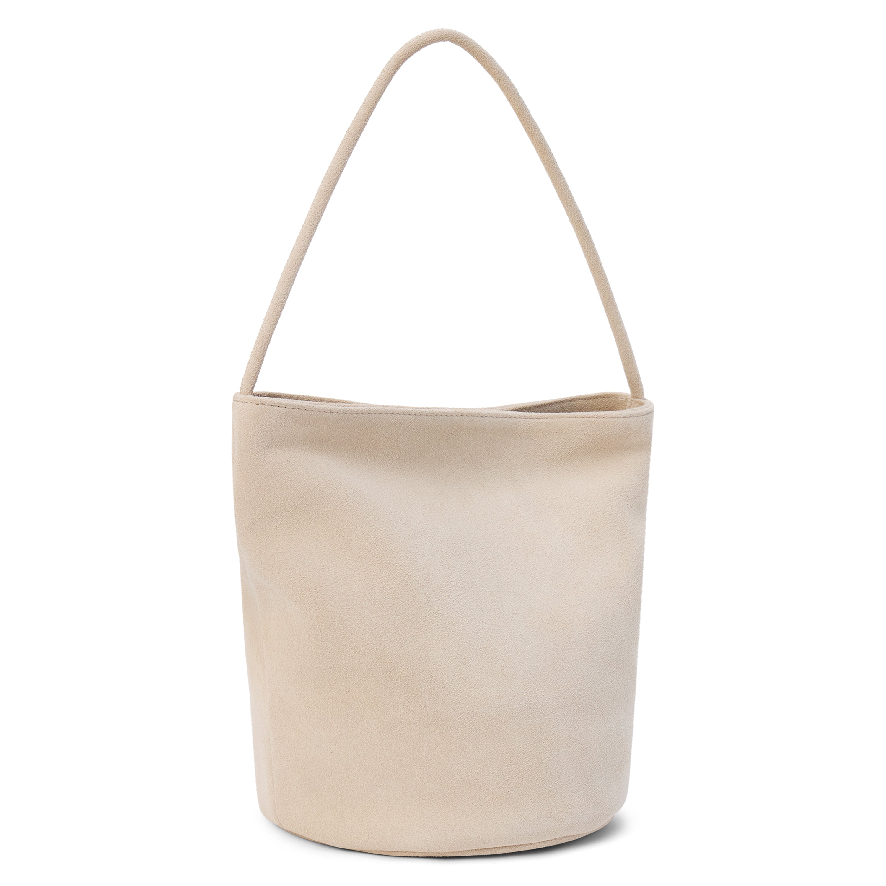 Beige handbag with a handle on a white background