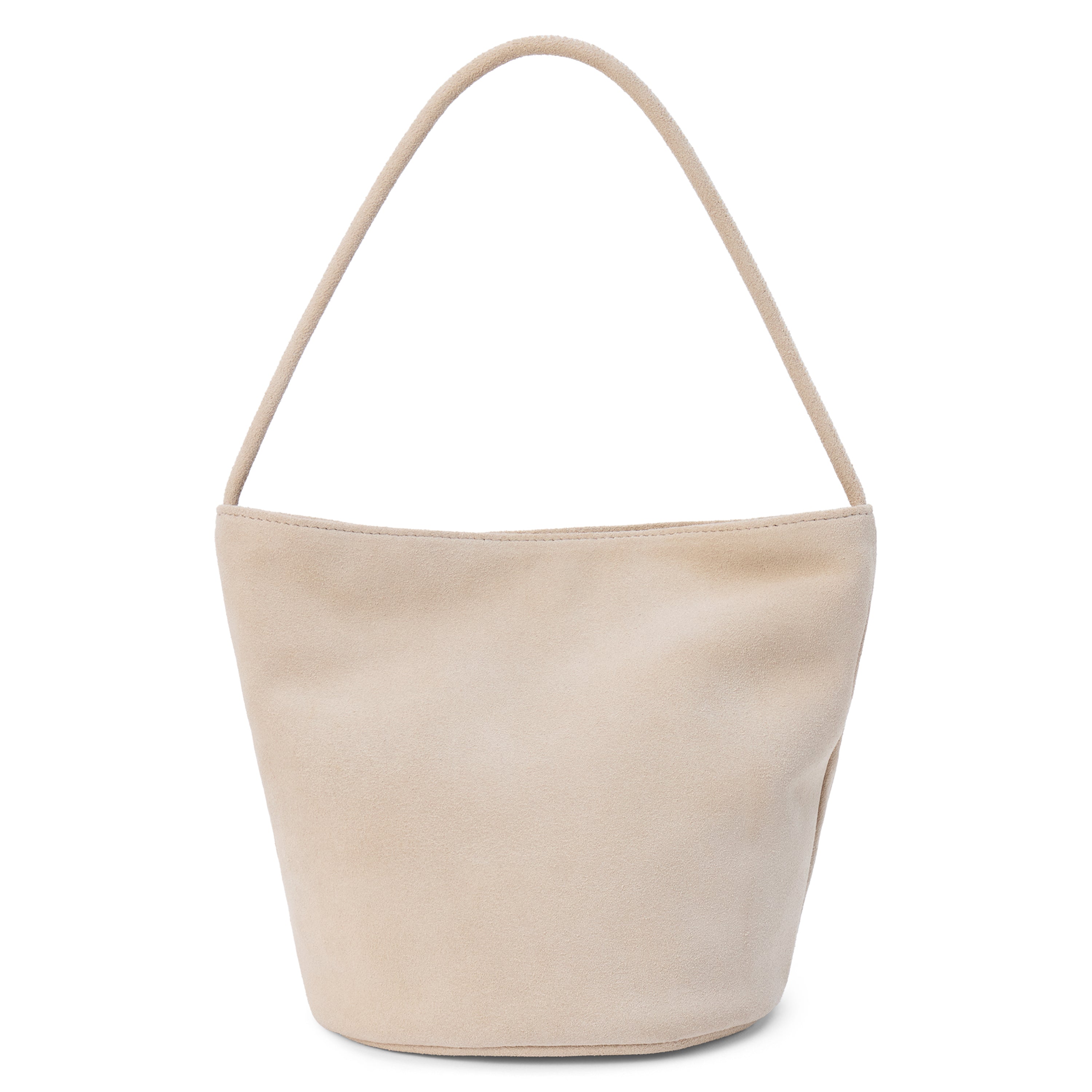 Beige handbag with a strap on a white background