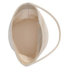 Beige handbag with a strap on a white background