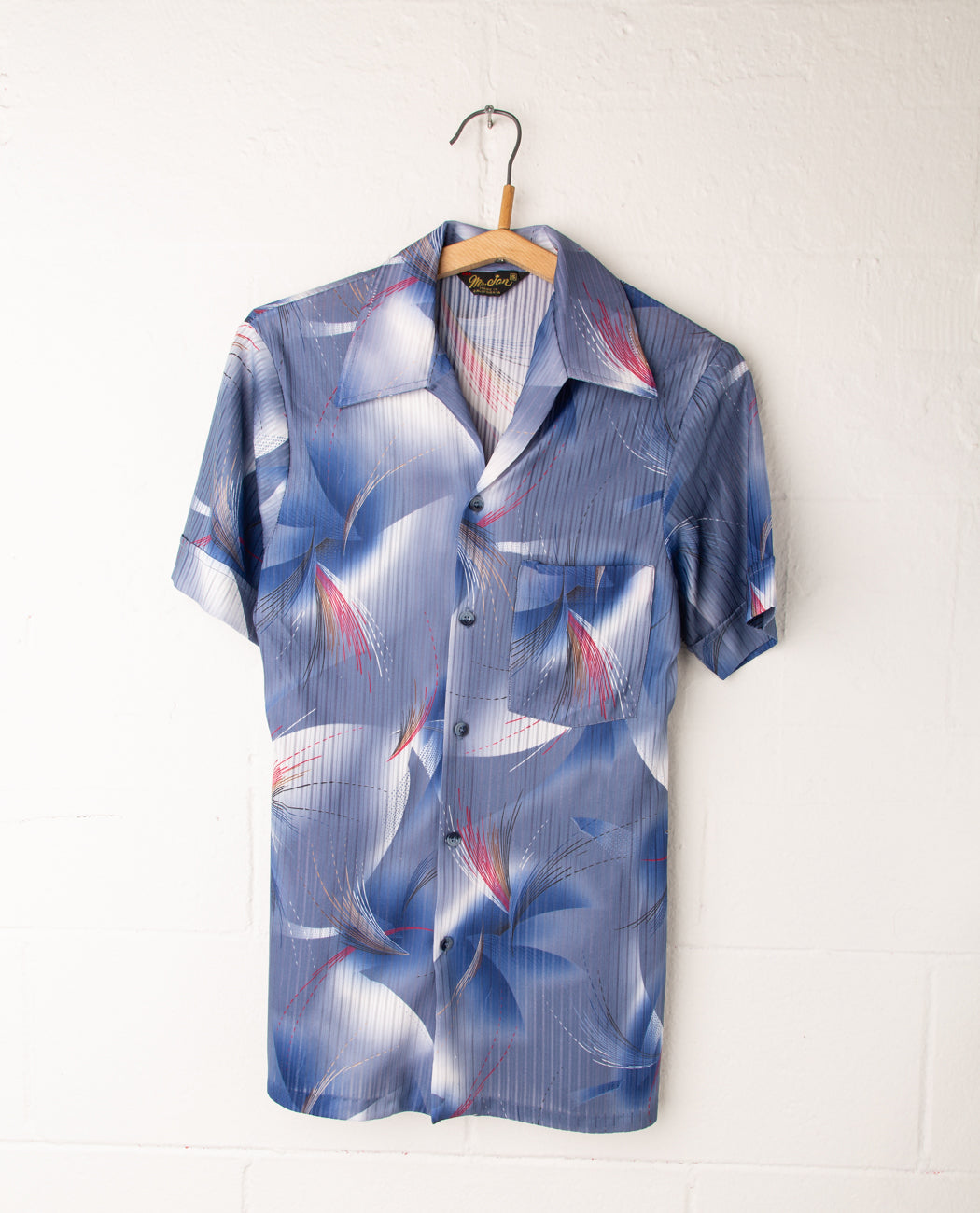 Vintage 1970s Abstract Floral Print Short Sleeve Button-up 