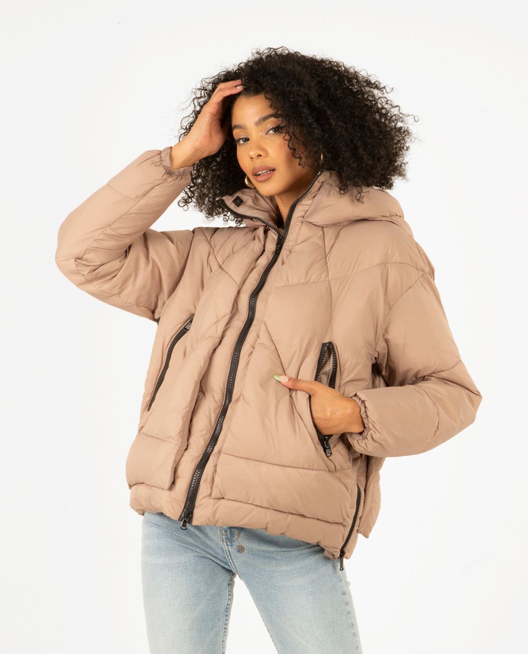 Eugenie Short Recycled Jacket Champagne Women Coats + Jackets CANADIAN CLUB