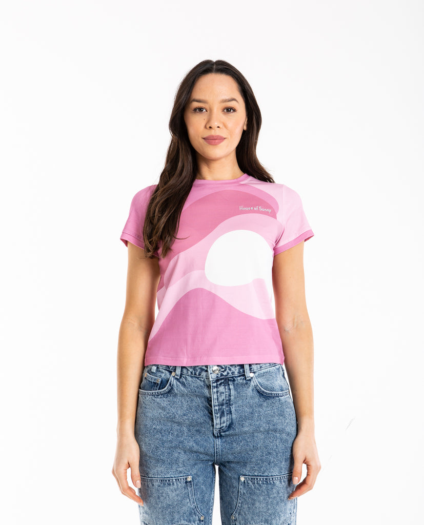 House of Sunny wave-print Short-Sleeve T-Shirt - Pink