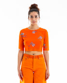 Printed Mesh Cropped Tee Women Tees + Tanks GANNI