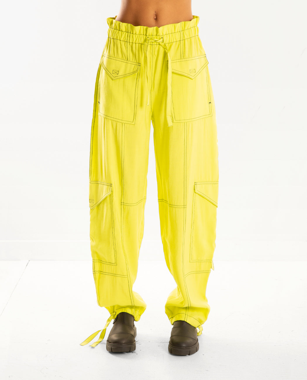 Lemon Yellow Wide Leg Cargo Trousers | PrettyLittleThing