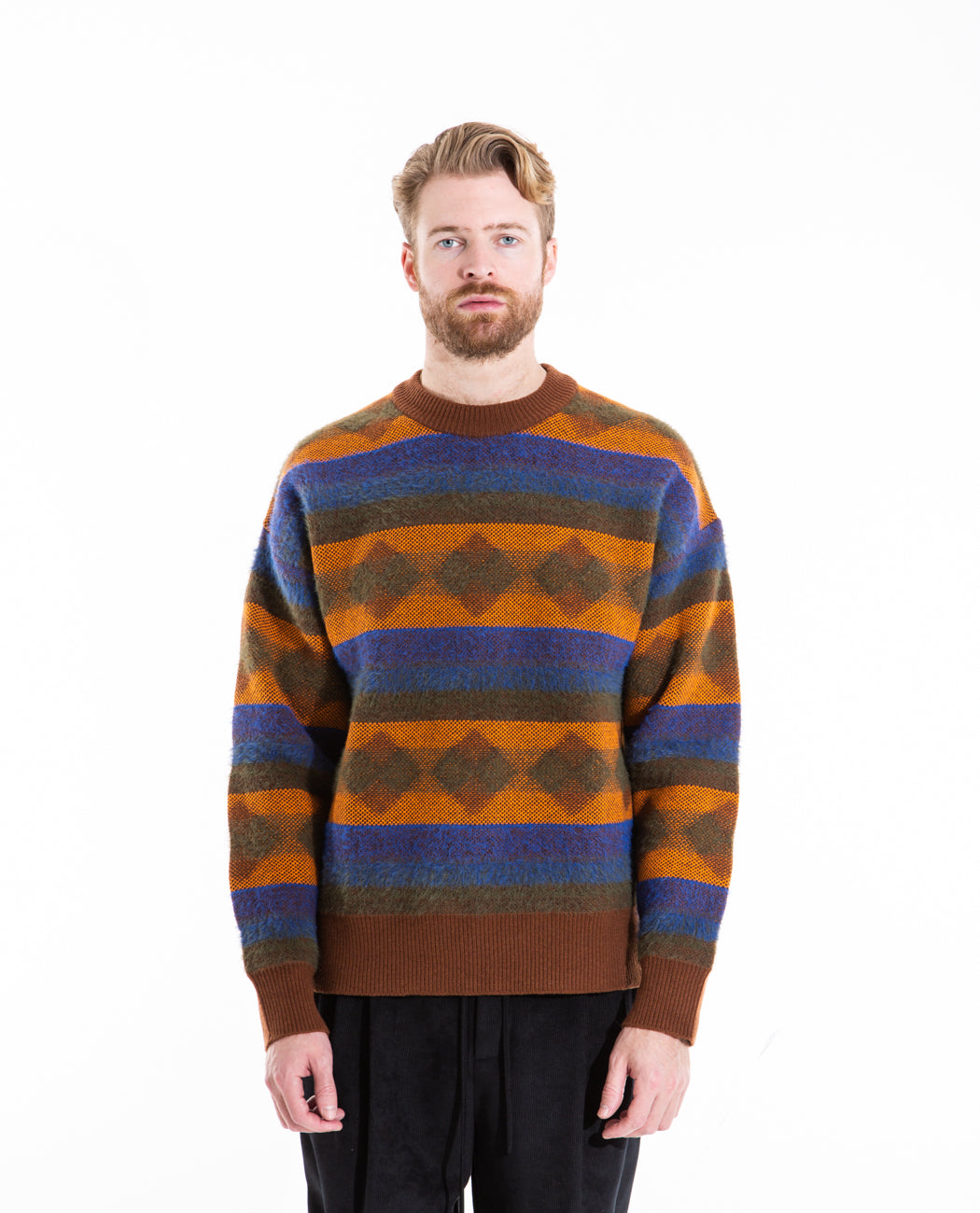 Jacquard Knit Pullover Men Sweaters + Sweatshirts AMOMENTO