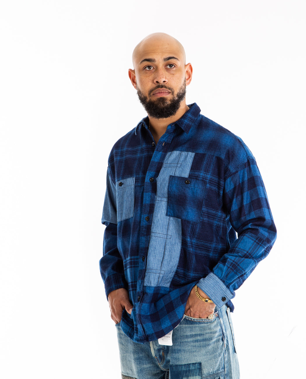 Patchwork Shirt Rinse Men Shirts FDMTL