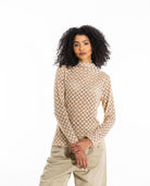 Harmony Checkered Mesh Top Blouses FIND ME NOW