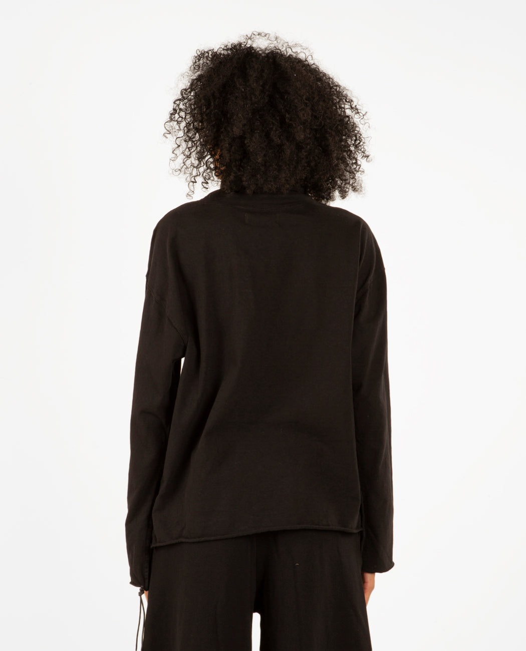 Cowl Neck Long Sleeve Jet Black Women Coats + Jackets LES TIEN