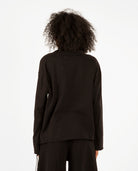 Cowl Neck Long Sleeve Jet Black Women Coats + Jackets LES TIEN