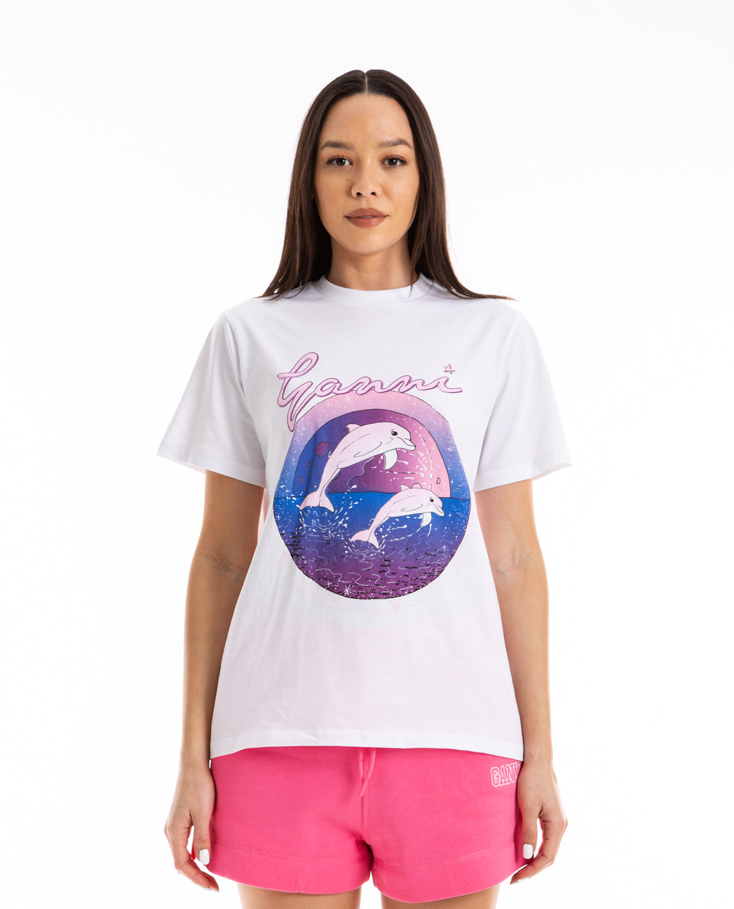 Basic Jersey Dolphin Relaxed Tee Women Tees + Tanks GANNI