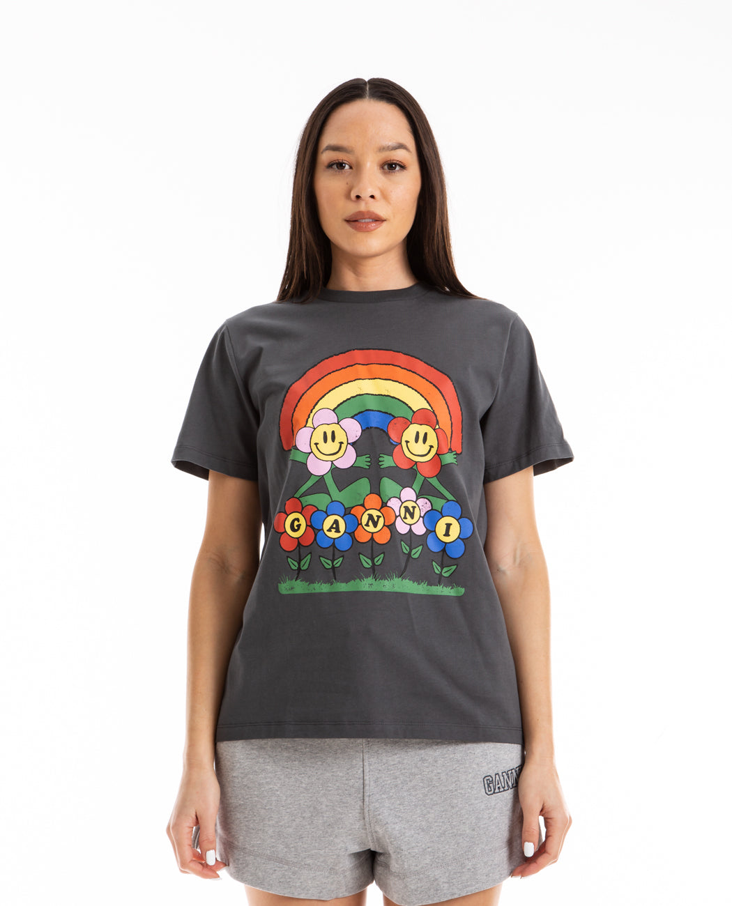 Basic Jersey Rainbow Relaxed Tee Women Tees + Tanks GANNI