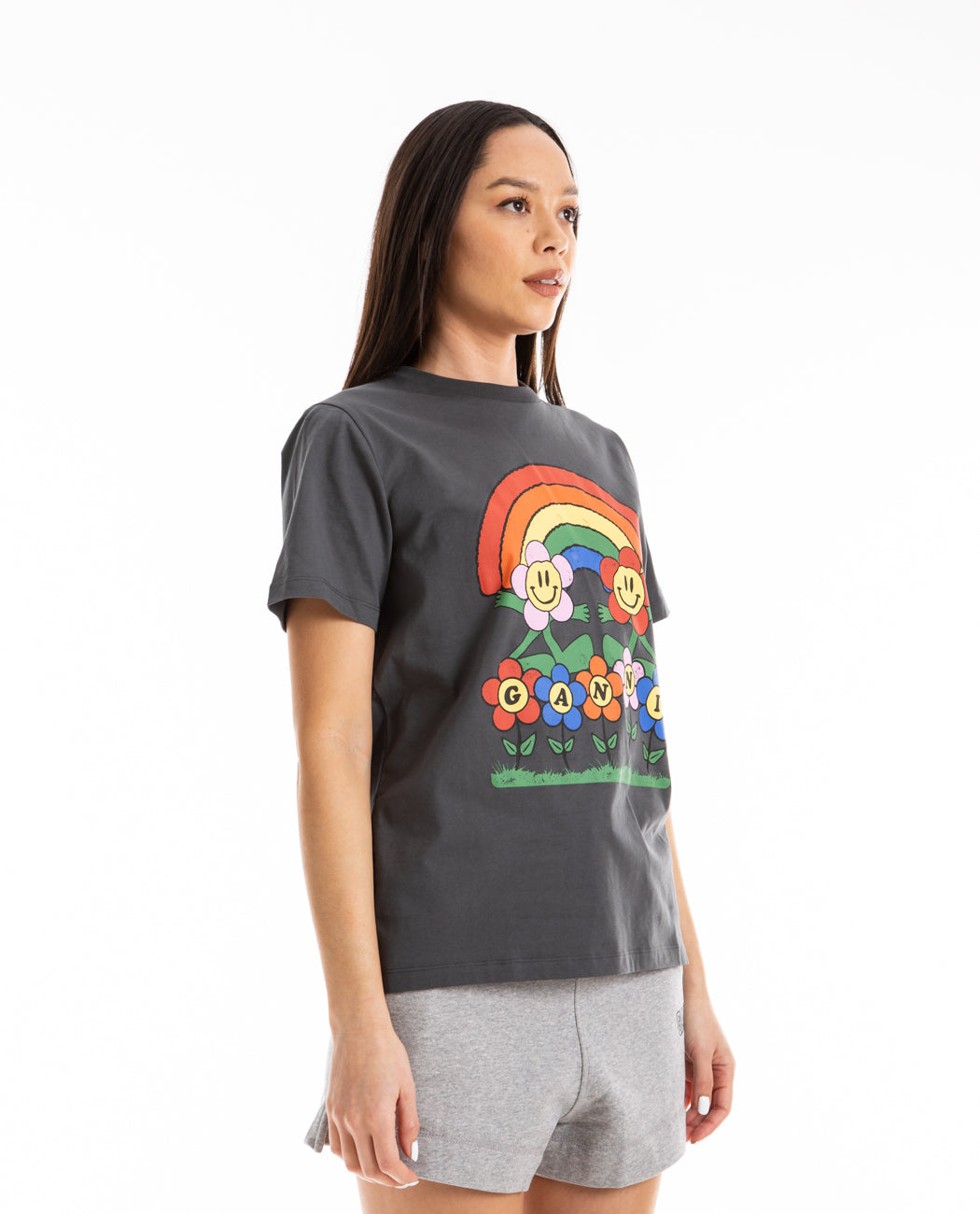 Basic Jersey Rainbow Relaxed Tee Women Tees + Tanks GANNI