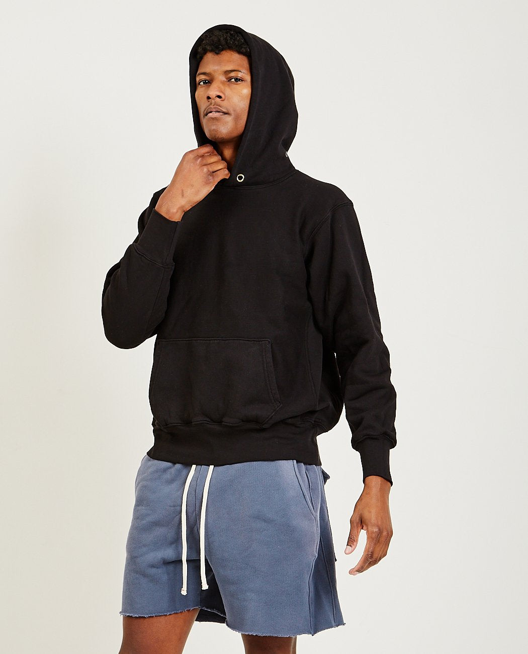 Cropped Hoodie Jet Black in Jet Blk by Les Tien – back view