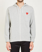 COMME DES GARÇONS PLAY-Red Heart Zip Hoodie-Men Sweaters + Sweatshirts-{option1]