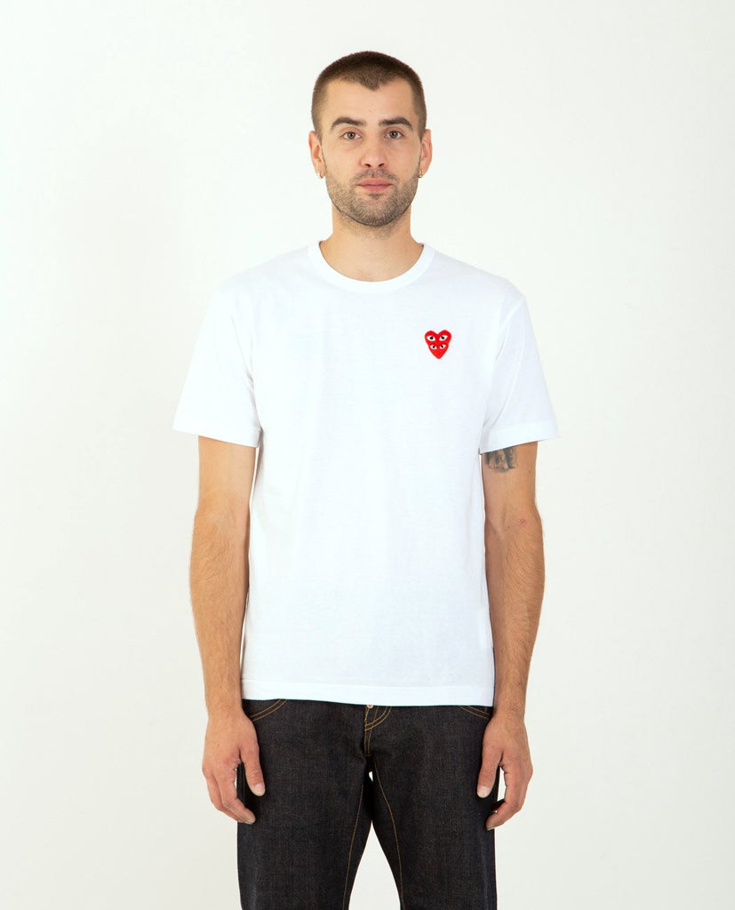 Stacked Red Heart Tee White-COMME DES GARÇONS PLAY-American Rag Cie