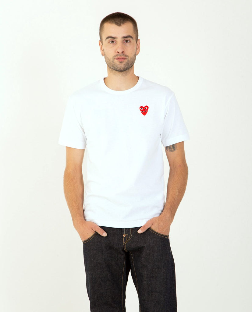 Stacked Red Heart Tee White-COMME DES GARÇONS PLAY-American Rag Cie